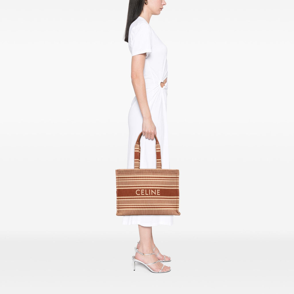 Celine Large Striped Canvas Cabas Thais Tote