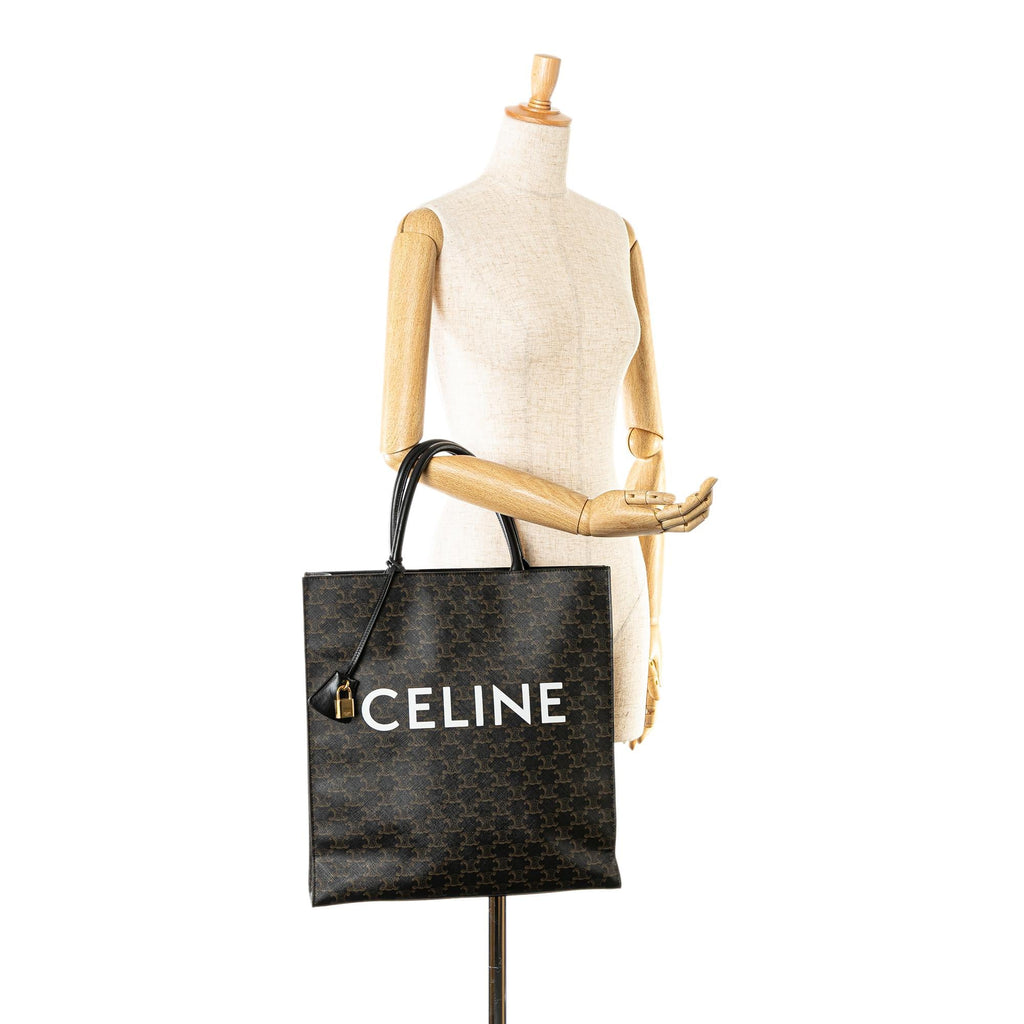 Celine Large Triomphe Coated Canvas Cabas Vertical Tote