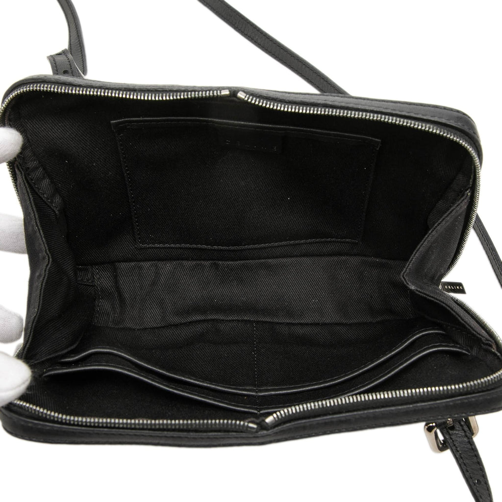 Celine Leather Trimmed Macadam Canvas Messenger Bag