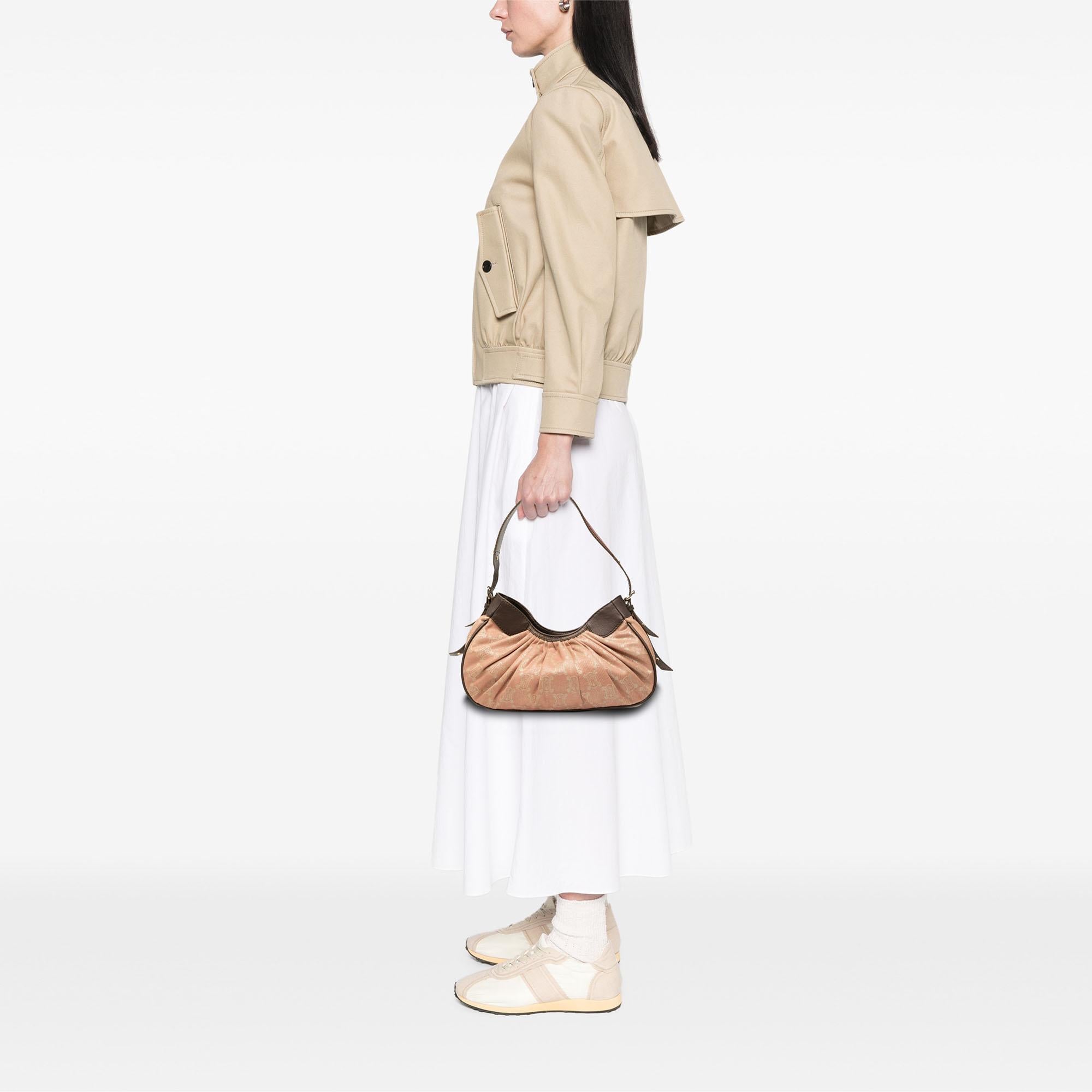 Celine Macadam Denim Pleated Shoulder Bag