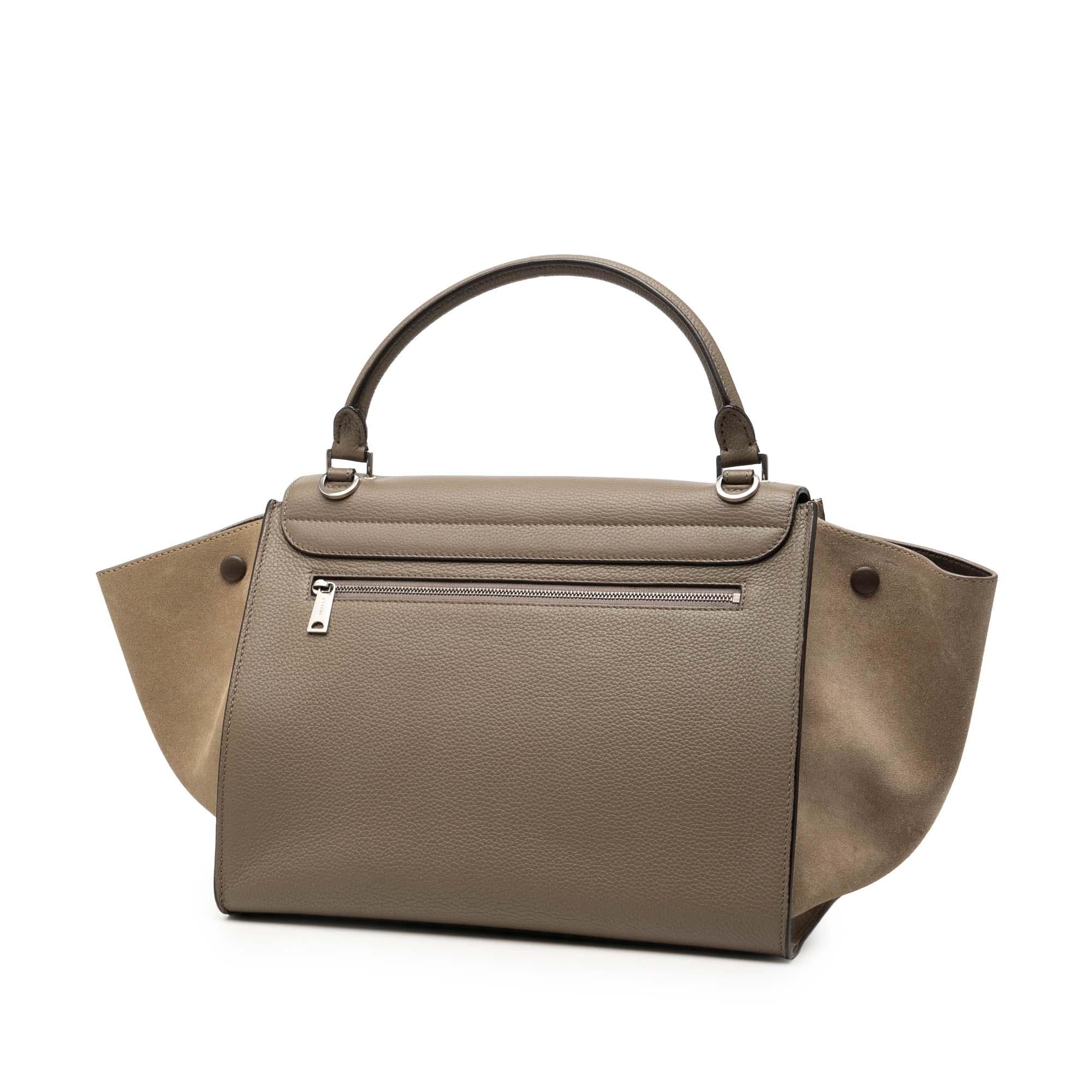 Celine Medium Bicolor Calfskin and Suede Trapeze Satchel