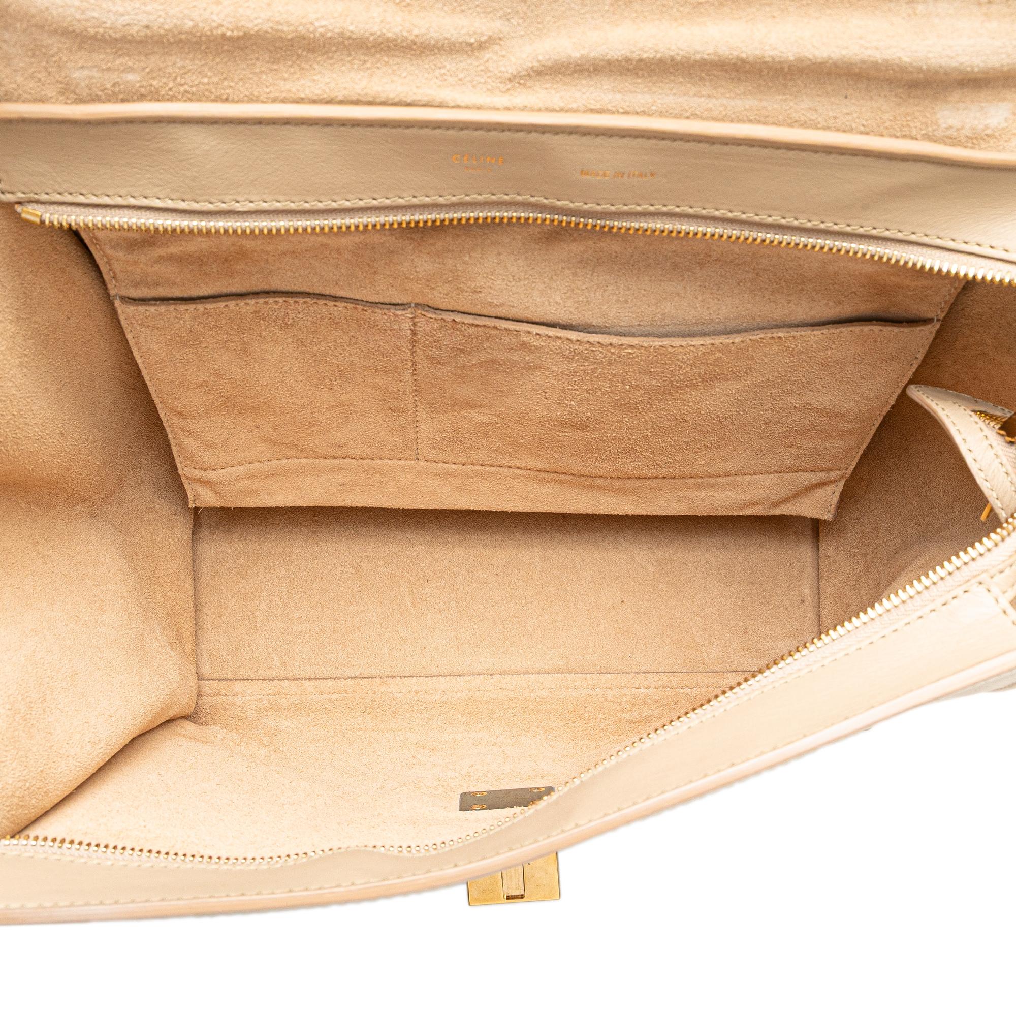 Celine Medium Bicolor Calfskin and Suede Trapeze Satchel