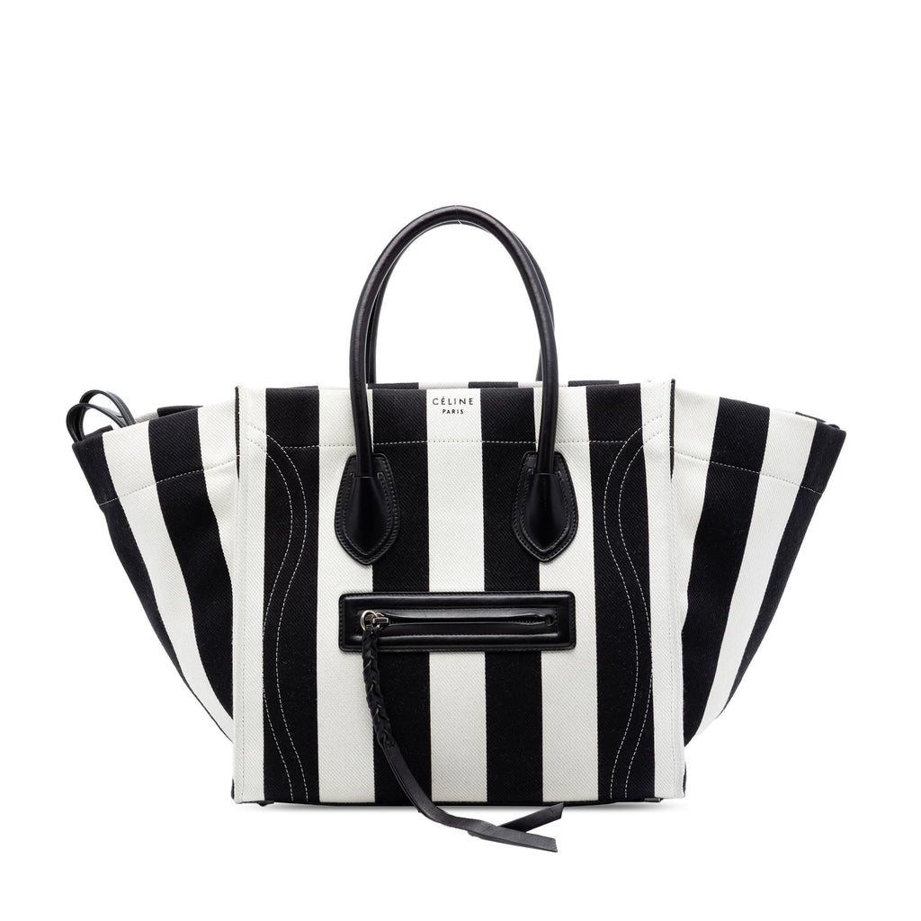 Celine Medium Striped Canvas and Cotton Phantom Luggage Tote