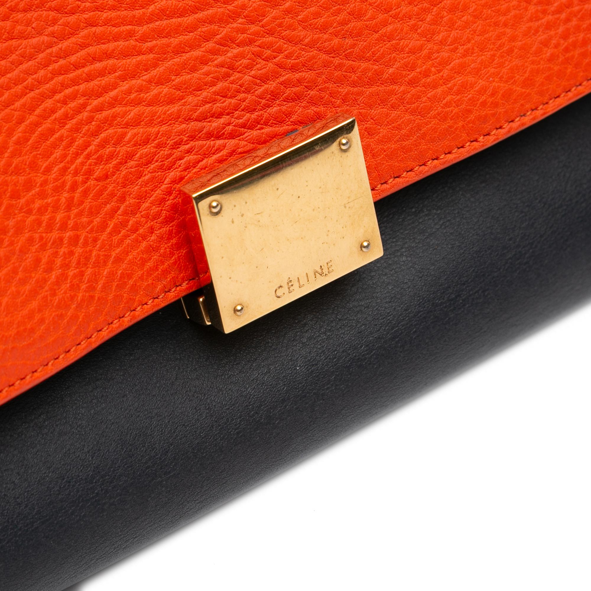Celine Medium Tricolor Leather Trapeze Satchel