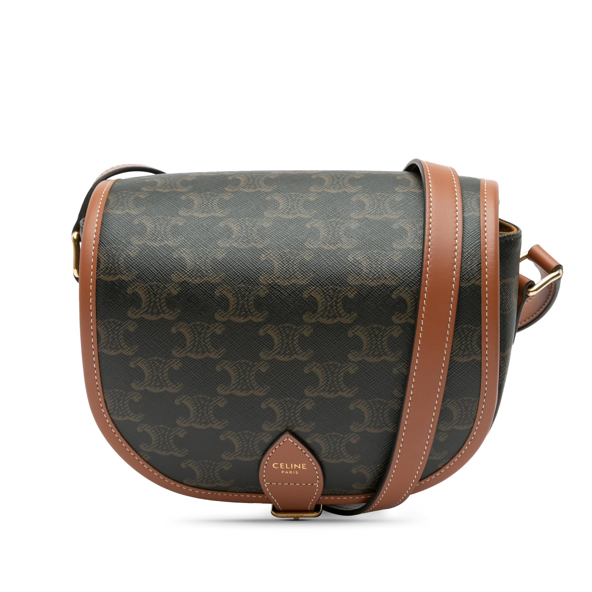 Celine Medium Triomphe Coated Canvas Folco Crossbody