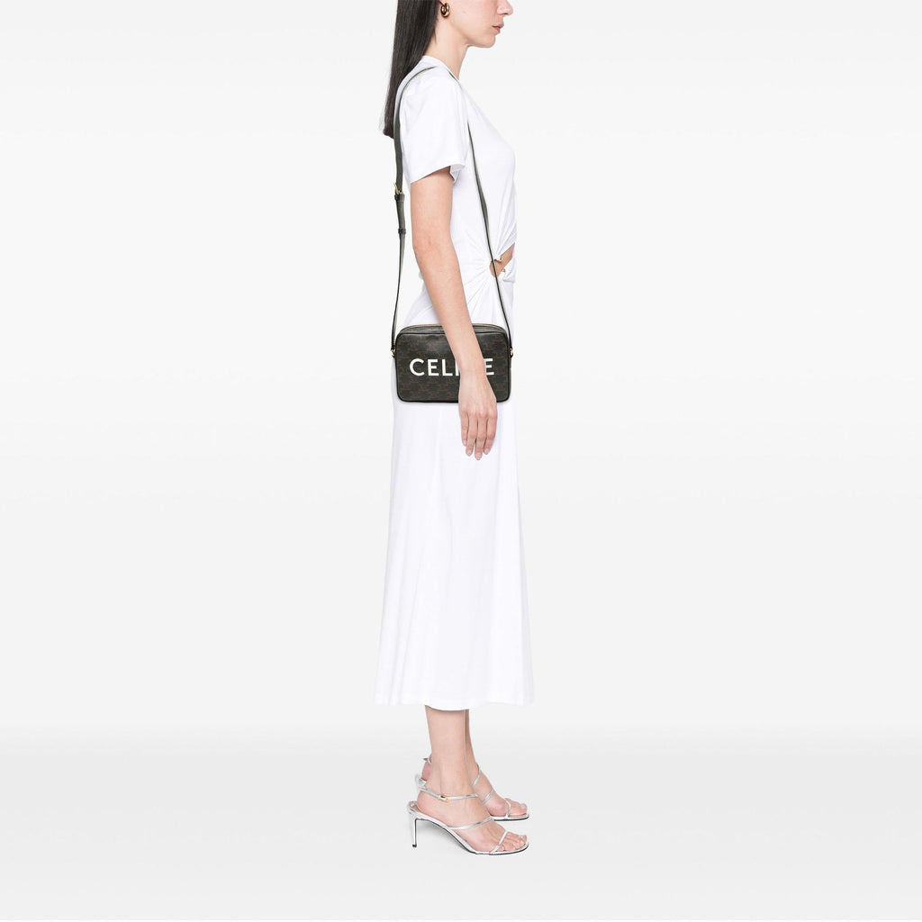 Celine Medium Triomphe Coated Canvas Logo Crossbody