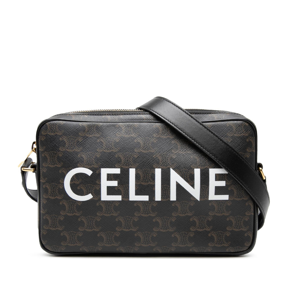 Celine Medium Triomphe Coated Canvas Logo Crossbody