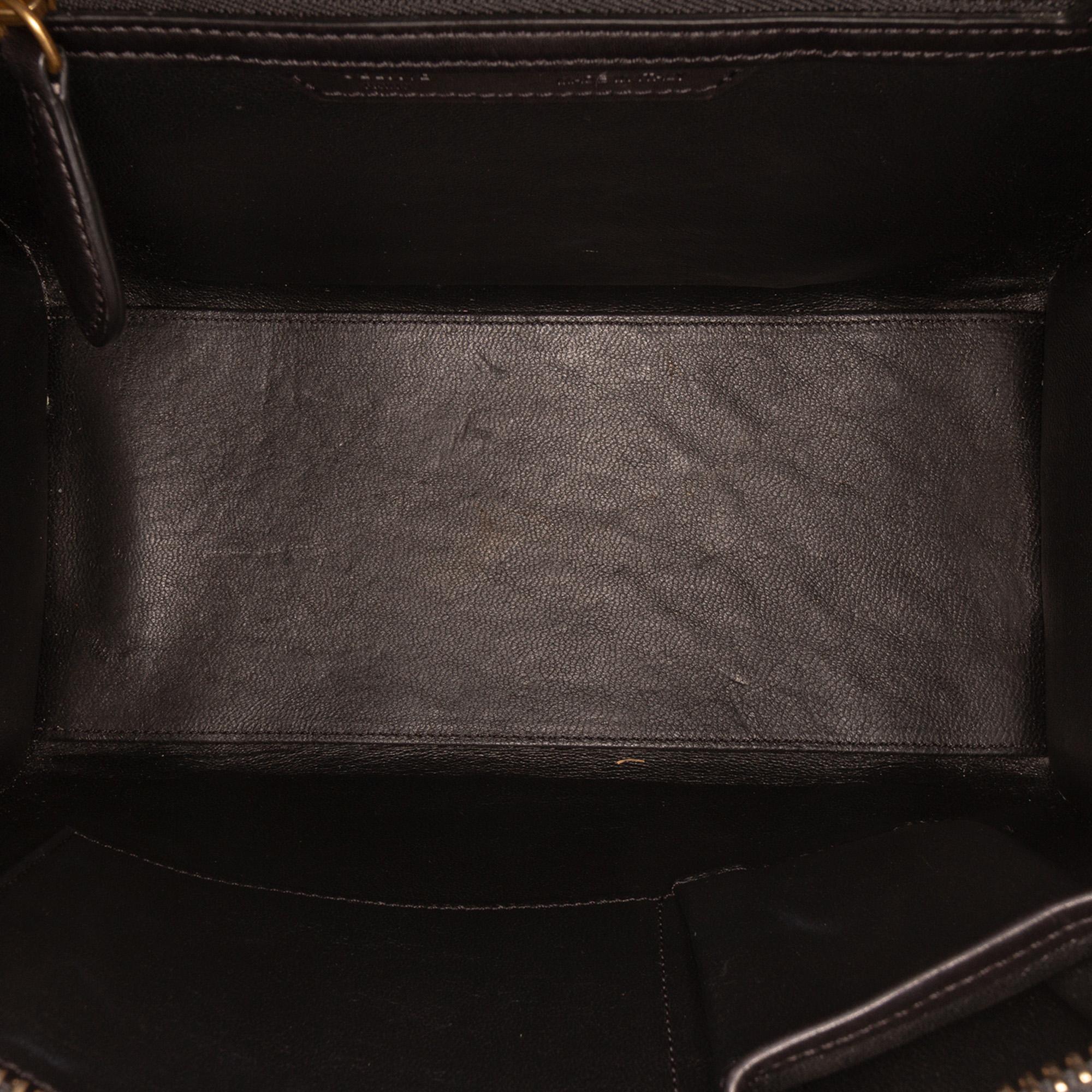 Celine Micro Bicolor Leather Luggage Tote