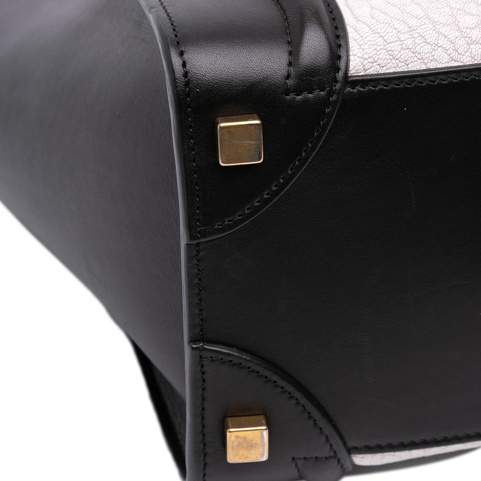 Celine Micro Bicolor Leather Luggage Tote