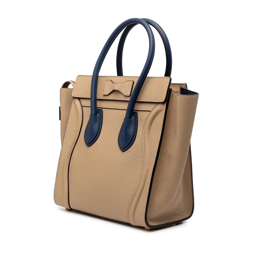 Celine Micro Bicolor Leather Luggage Tote
