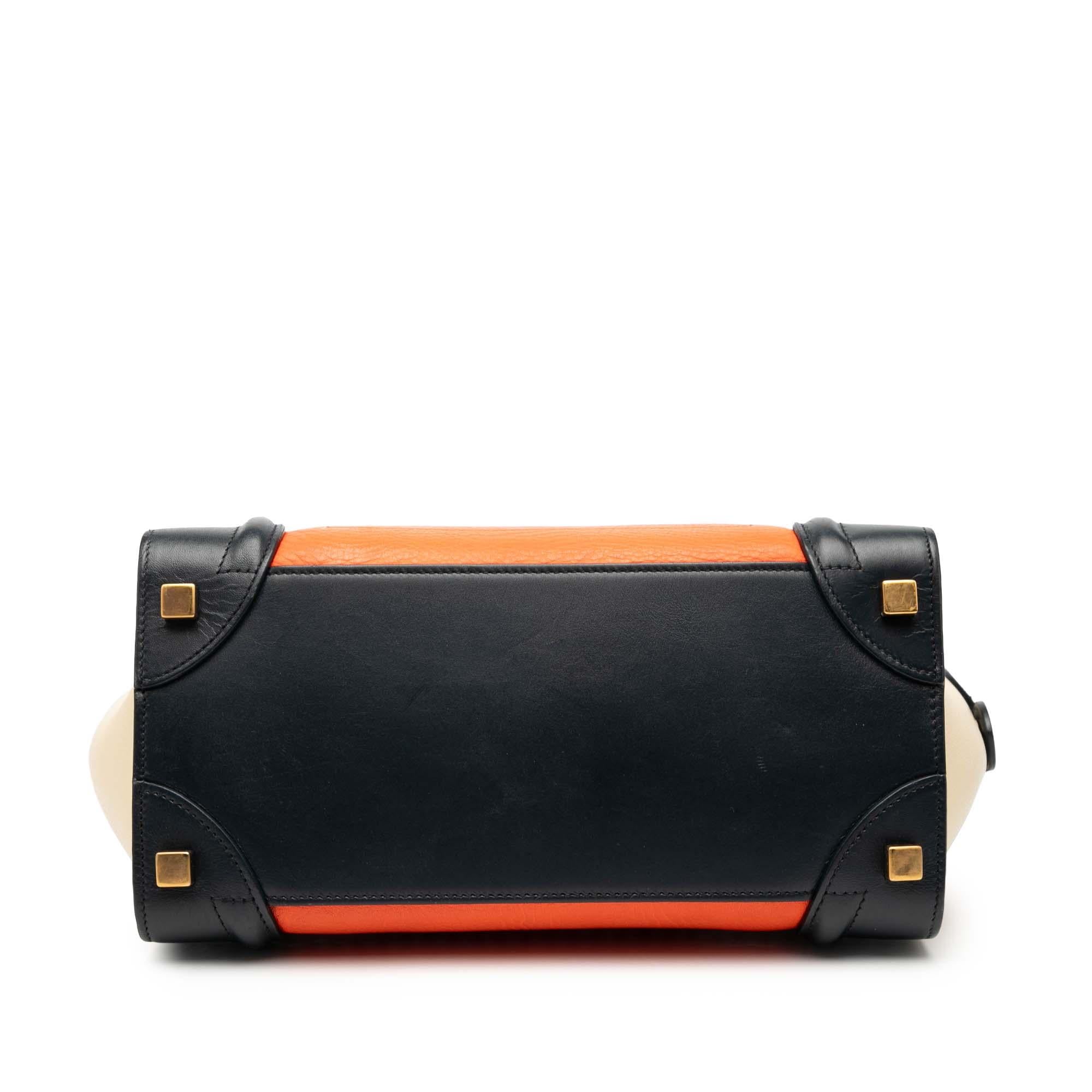 Celine Micro Tricolor Leather Luggage Tote