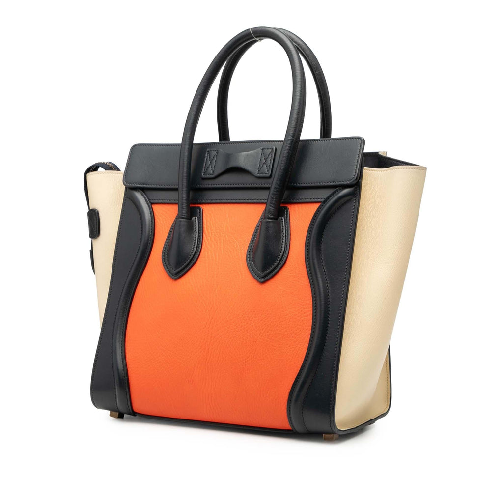 Celine Micro Tricolor Leather Luggage Tote