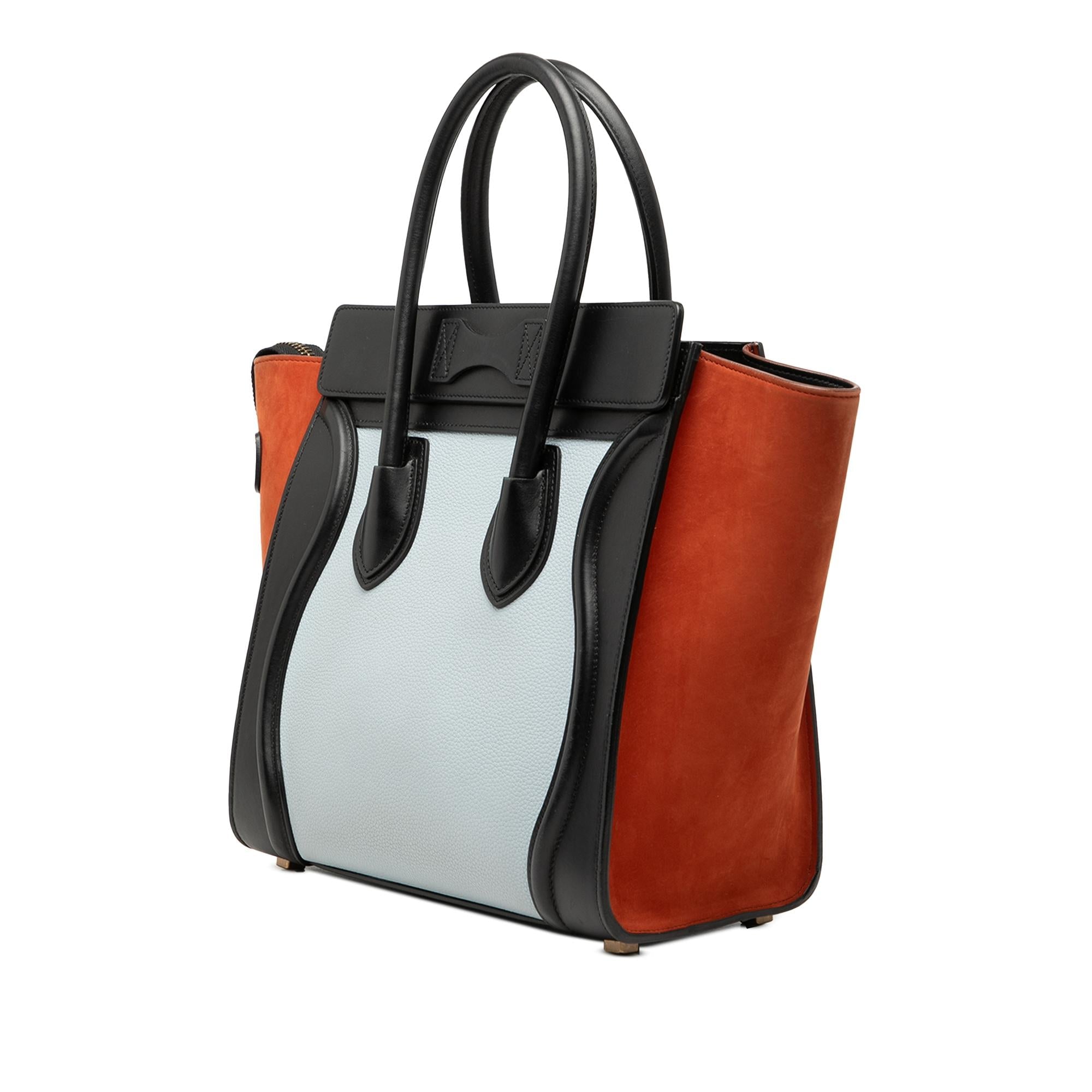 Celine Micro Tricolor Nubuck and Calfskin Luggage Tote