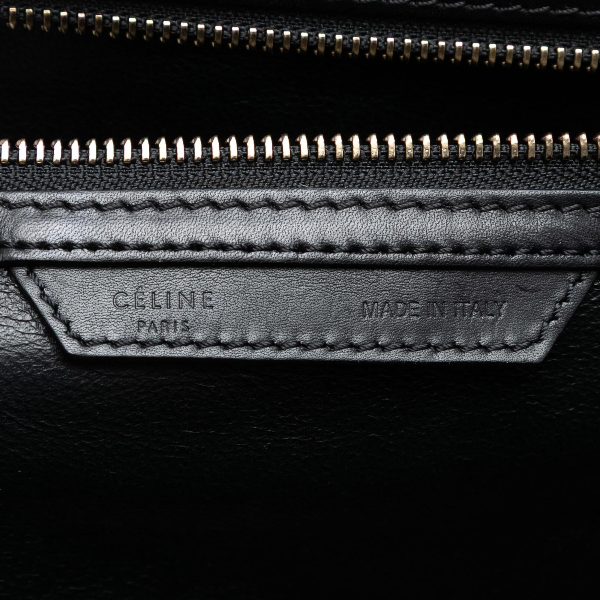 Celine Mini Bicolor Canvas and Leather Luggage Tote
