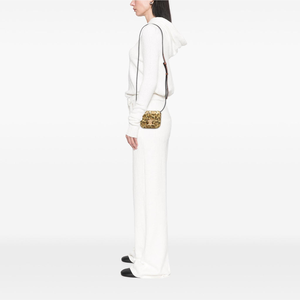 Celine Mini Calfskin Leopard Print Claude Crossbody