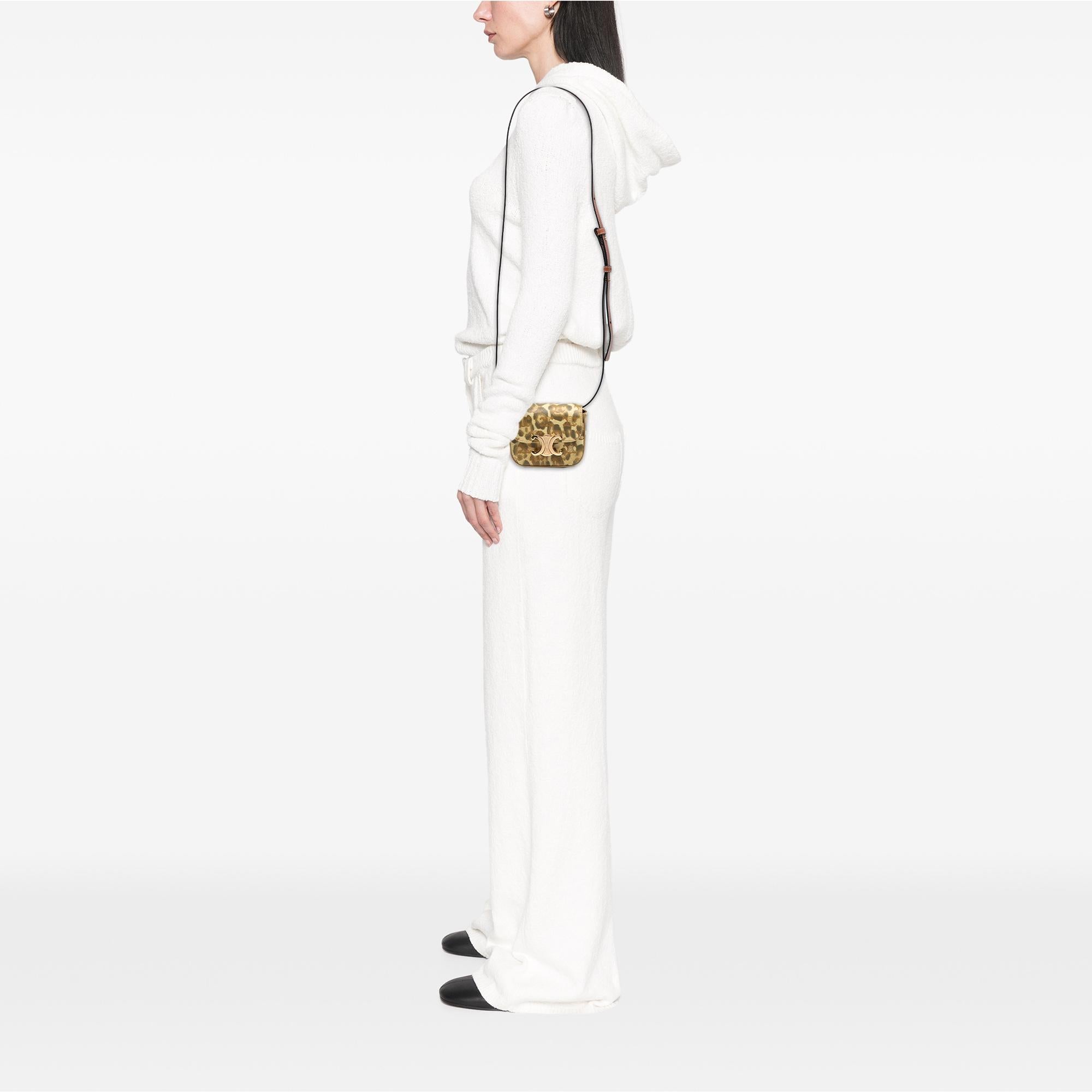 Celine Mini Calfskin Leopard Print Claude Crossbody