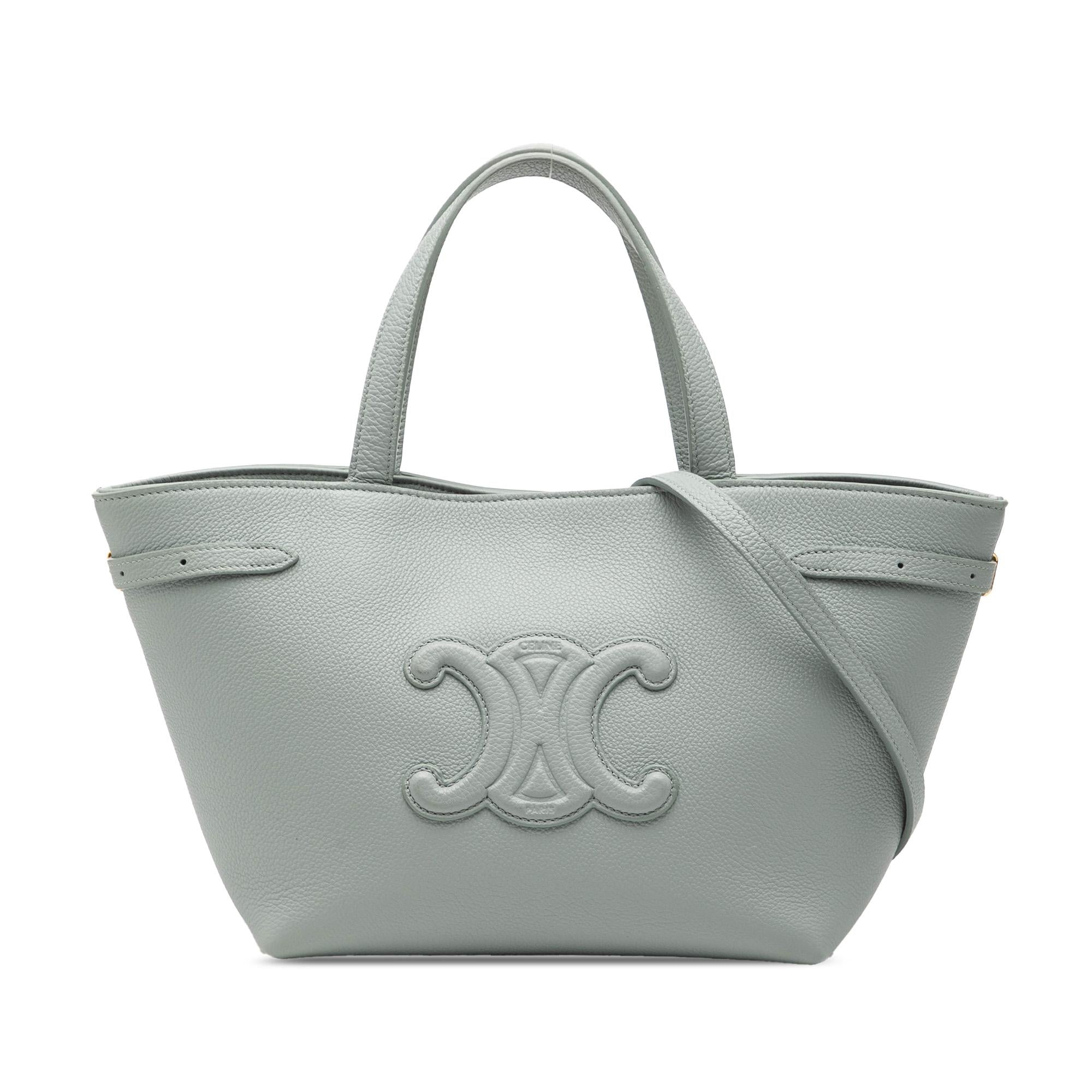 Celine Mini Grained Calfskin Cuir Triomphe Cabas Anais Tote