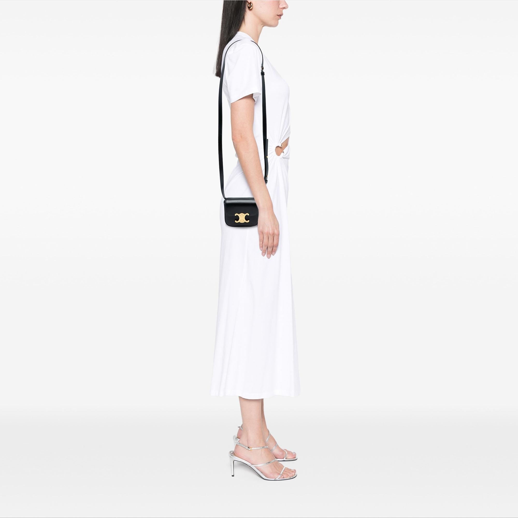 Celine Mini Shiny Calfskin Triomphe Crossbody
