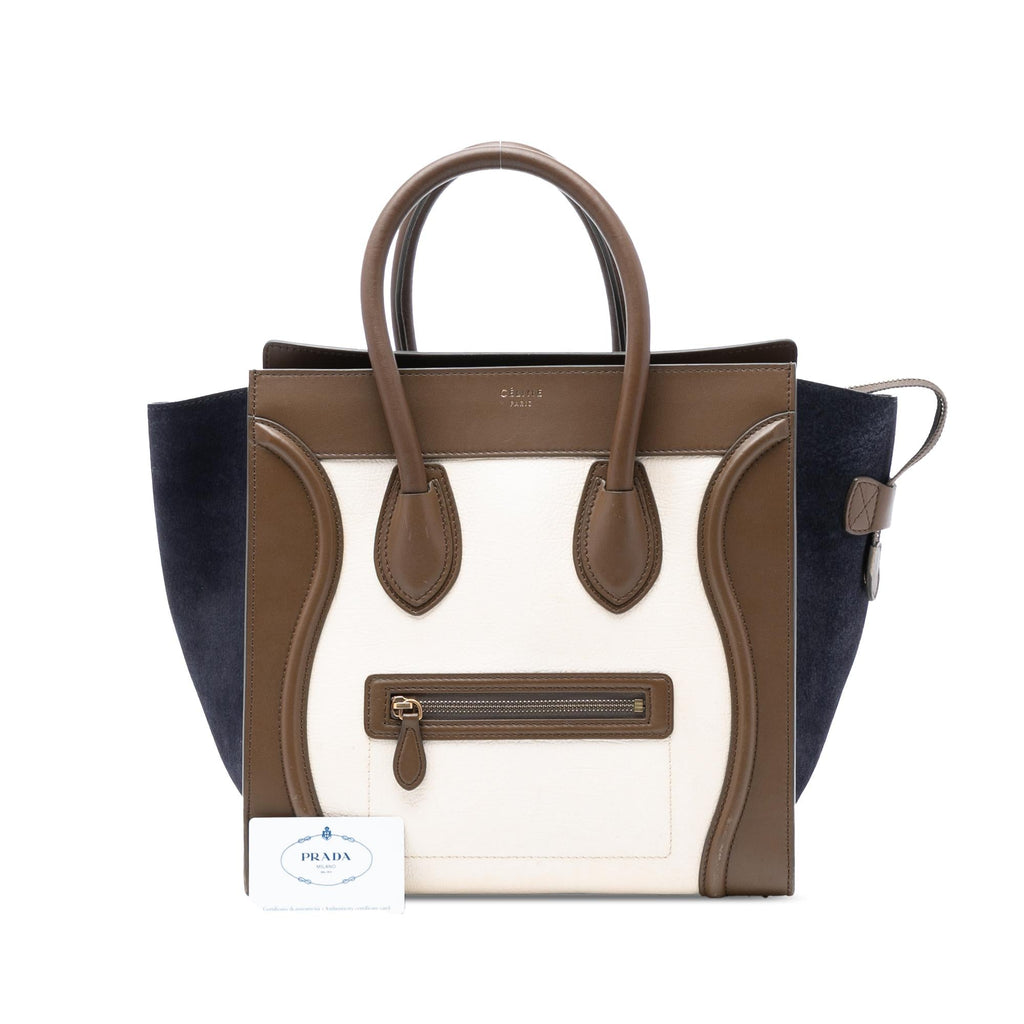 Celine Mini Tricolor Calfskin and Suede Luggage Tote
