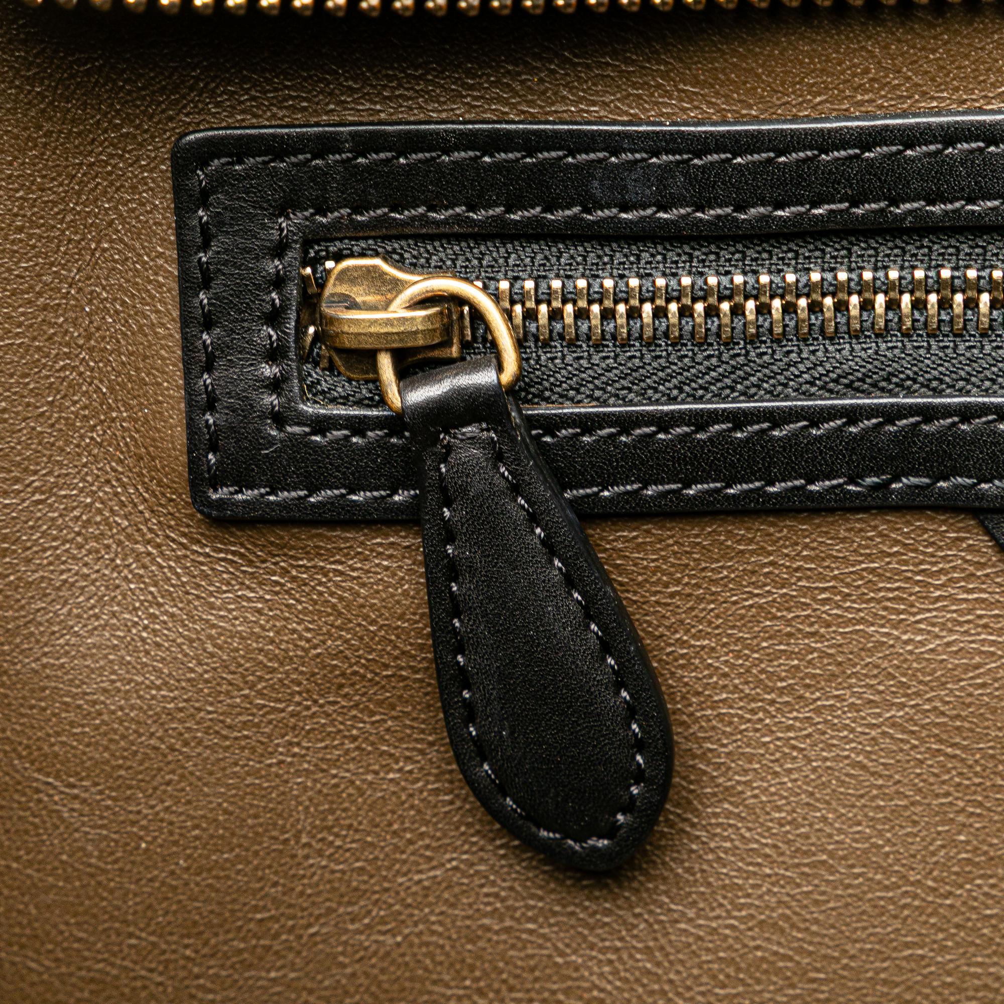 Celine Mini Tricolor Nubuck and Smooth Calfskin Luggage Tote