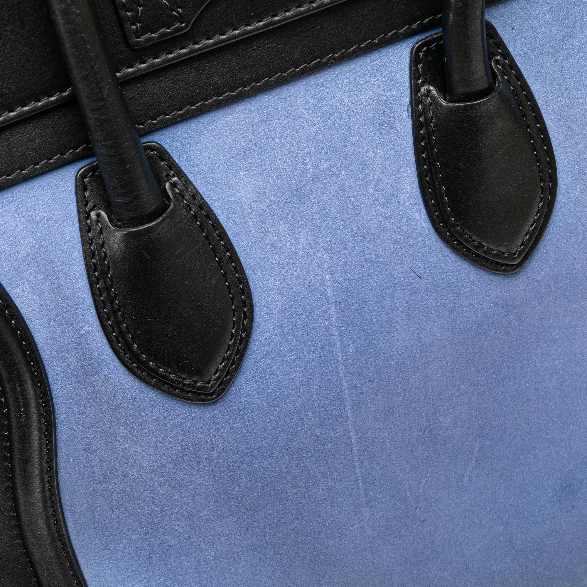 Celine Mini Tricolor Nubuck and Smooth Calfskin Luggage Tote