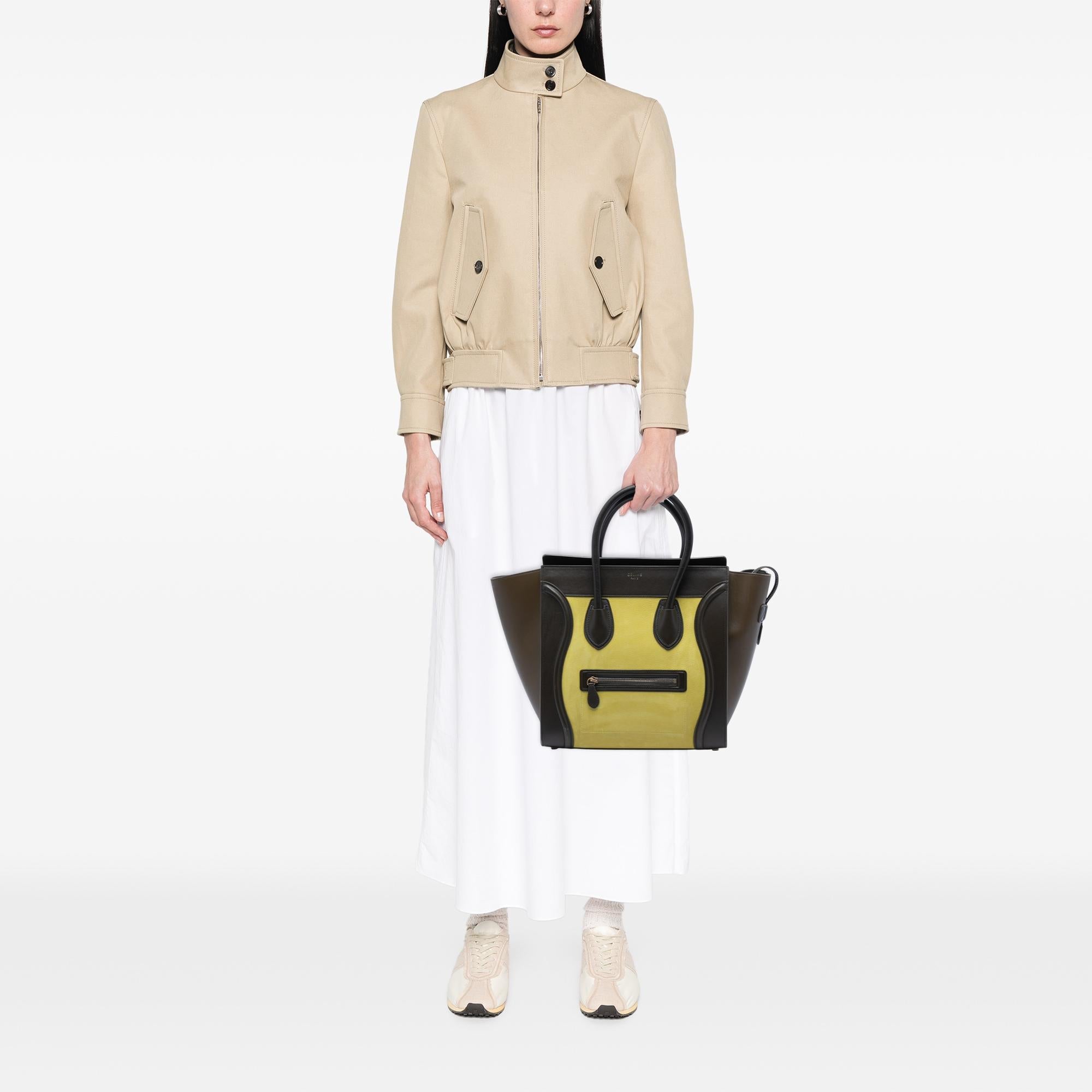 Celine Mini Tricolor Nubuck and Smooth Calfskin Luggage Tote