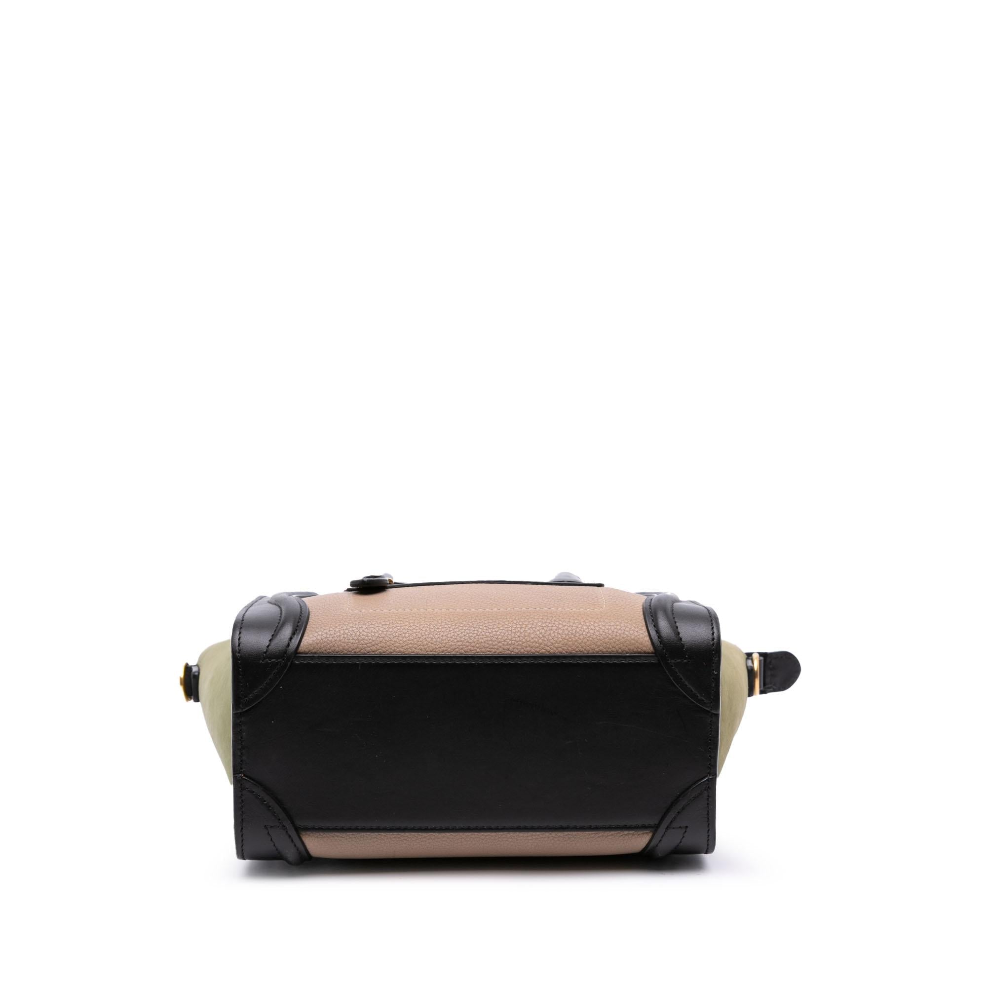Celine Nano Tricolor Grained Calfskin and Nubuck Luggage Tote