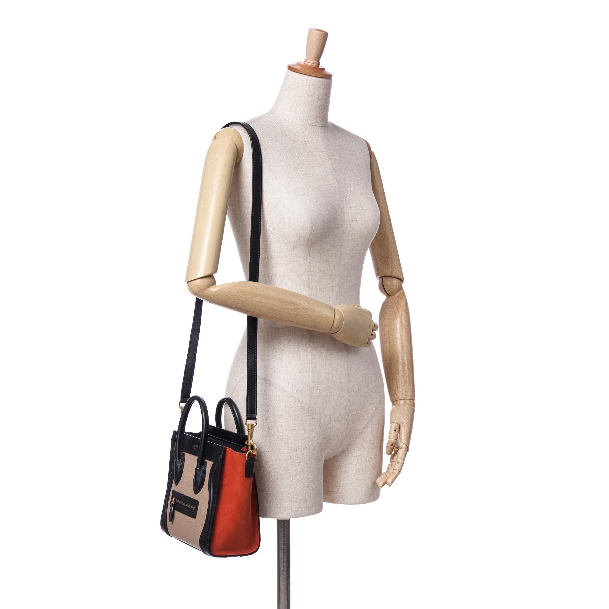 Celine Nano Tricolor Leather Luggage Tote