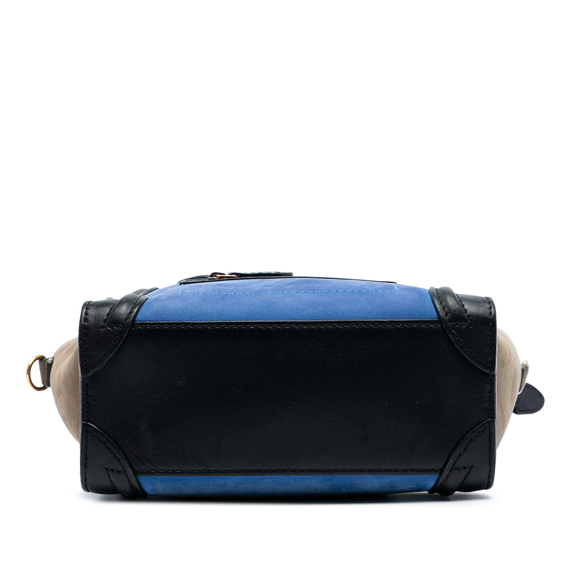 Celine Nano Tricolor Nubuck and Calfskin Luggage Tote