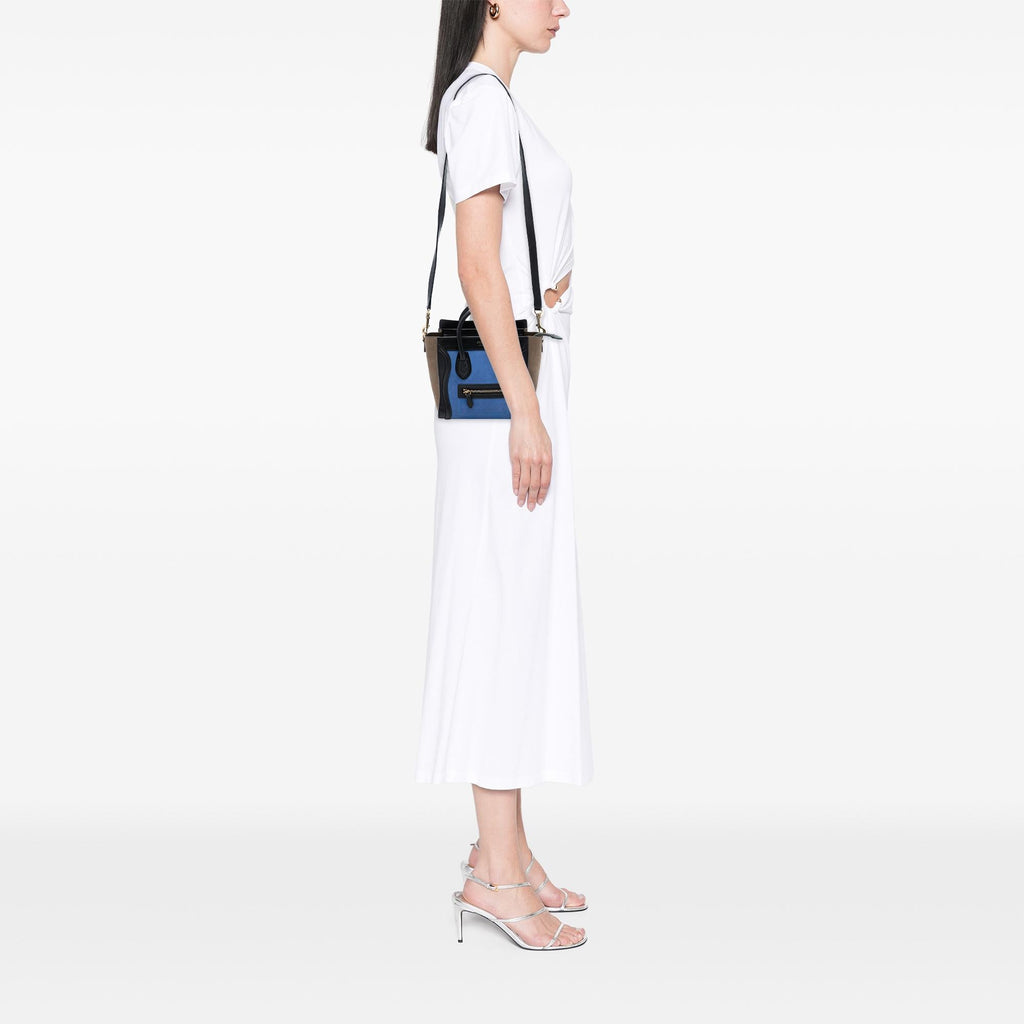 Celine Nano Tricolor Nubuck and Calfskin Luggage Tote