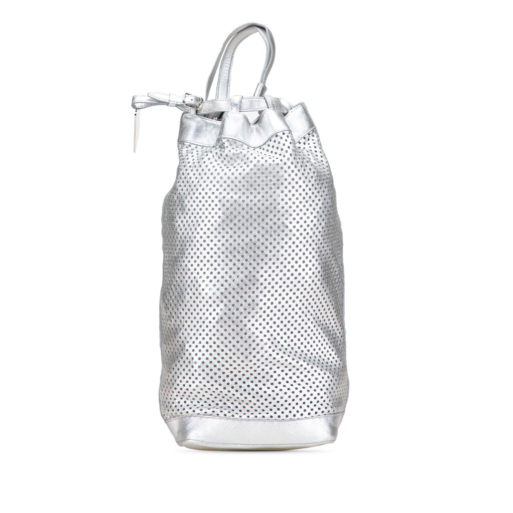 Celine Perforated Metallic Calfskin Sling Backpack