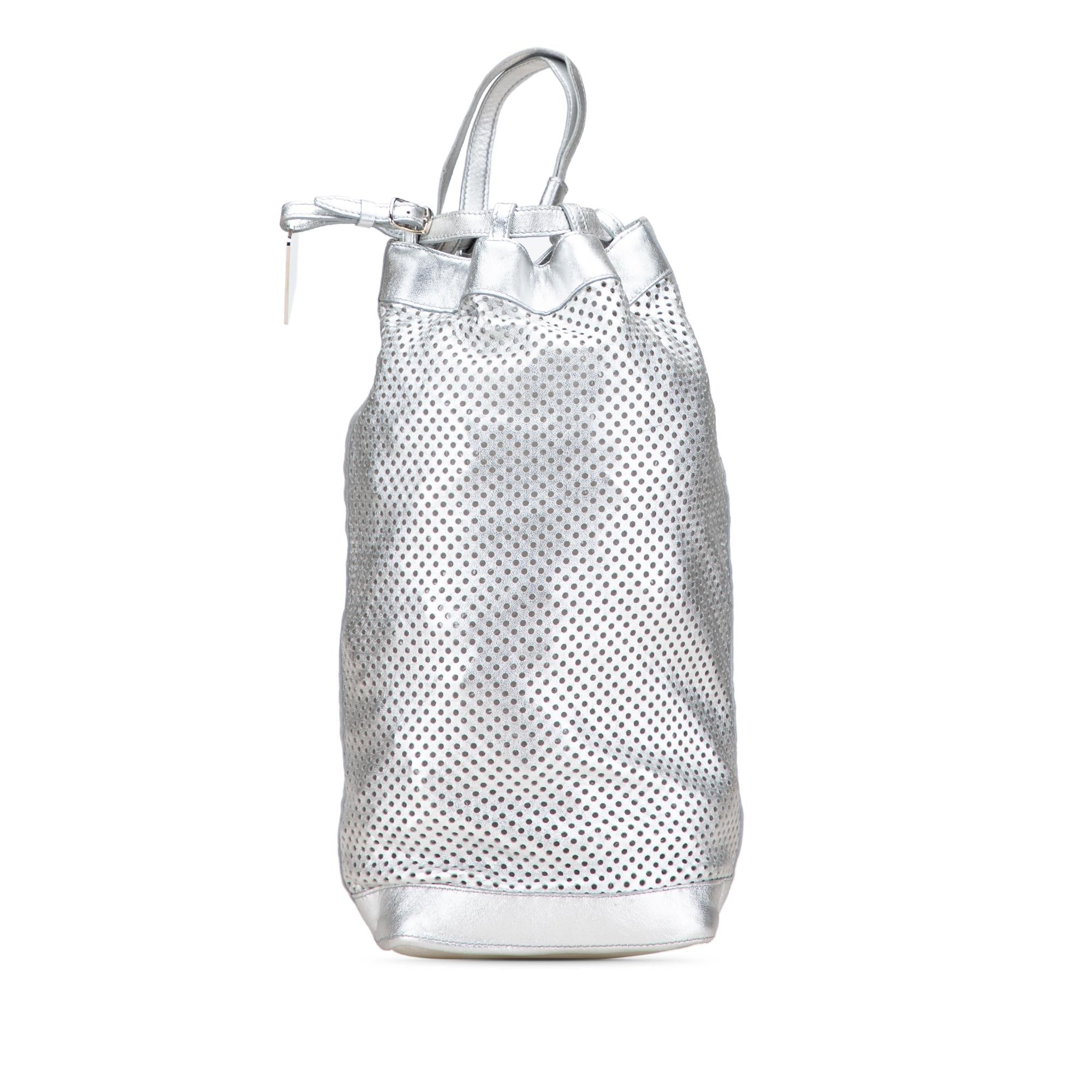 Celine Perforated Metallic Calfskin Sling Backpack