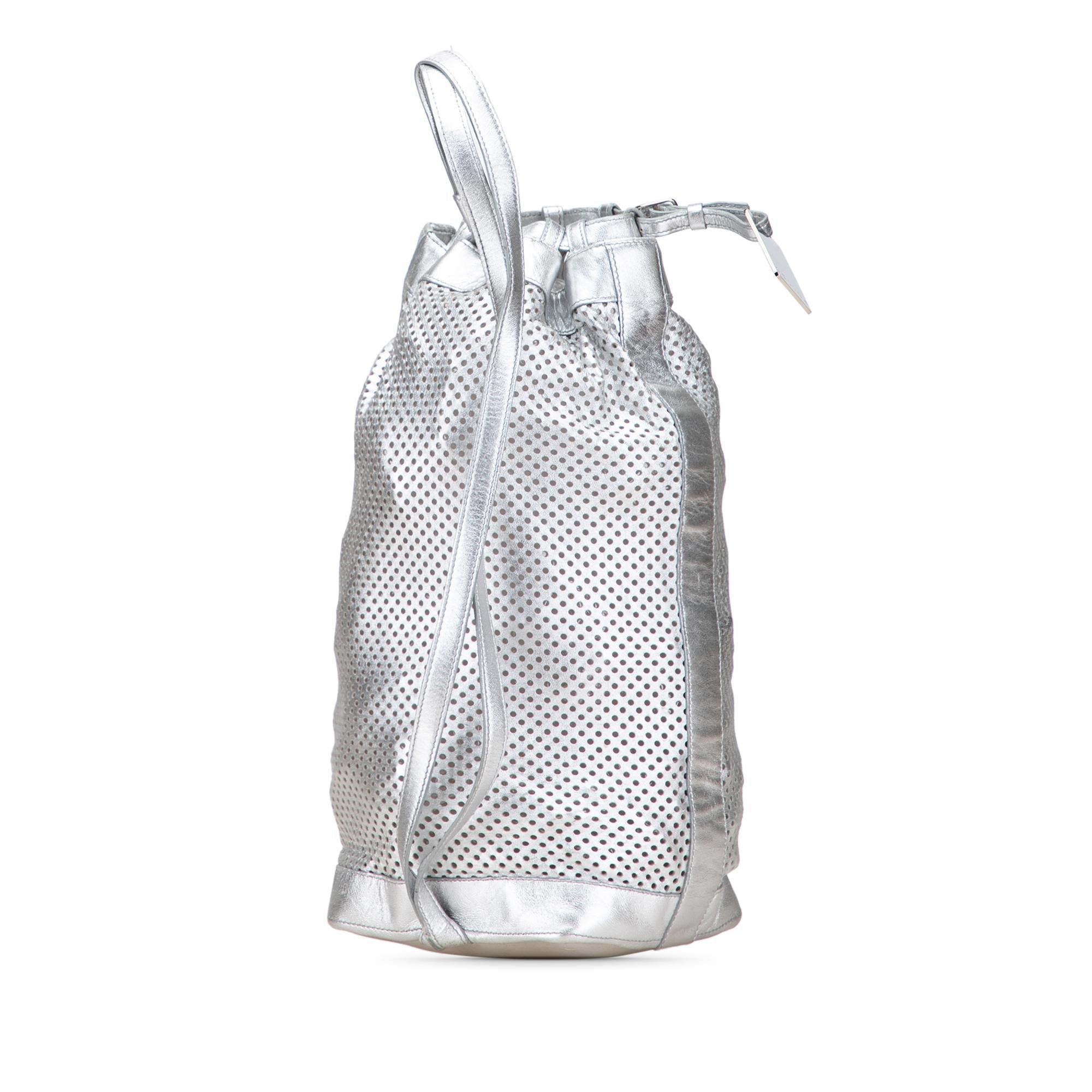 Celine Perforated Metallic Calfskin Sling Backpack