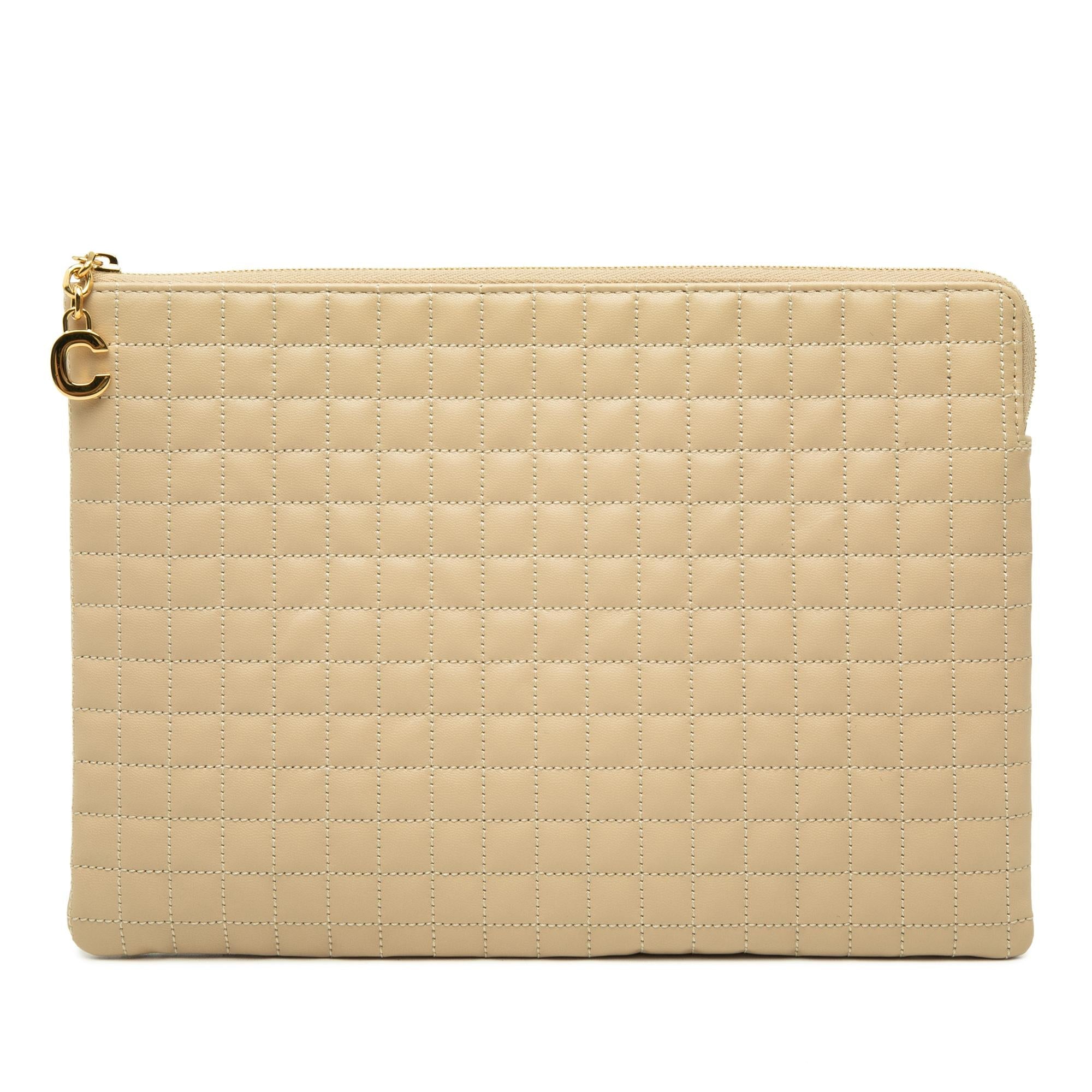 Celine Quilted Calfskin C Charm Clutch
