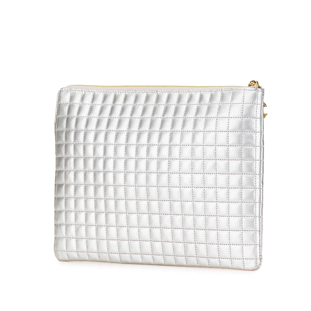 Celine Quilted Metallic Calfskin C Charm Pouch