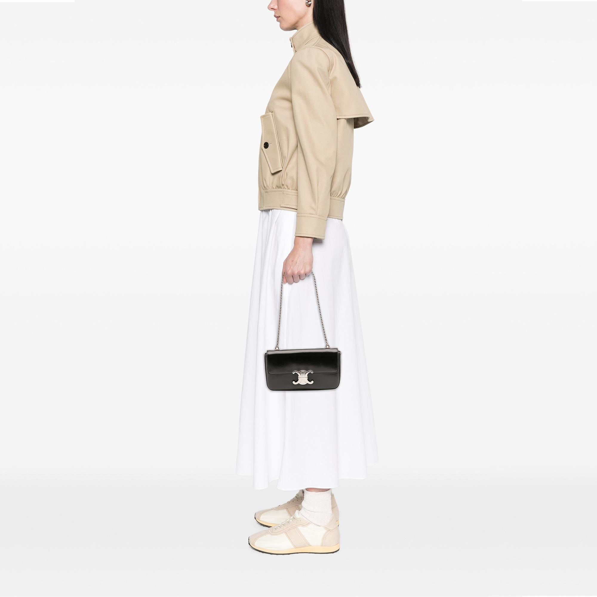 Celine Shiny Calfskin Claude Chain Shoulder Bag