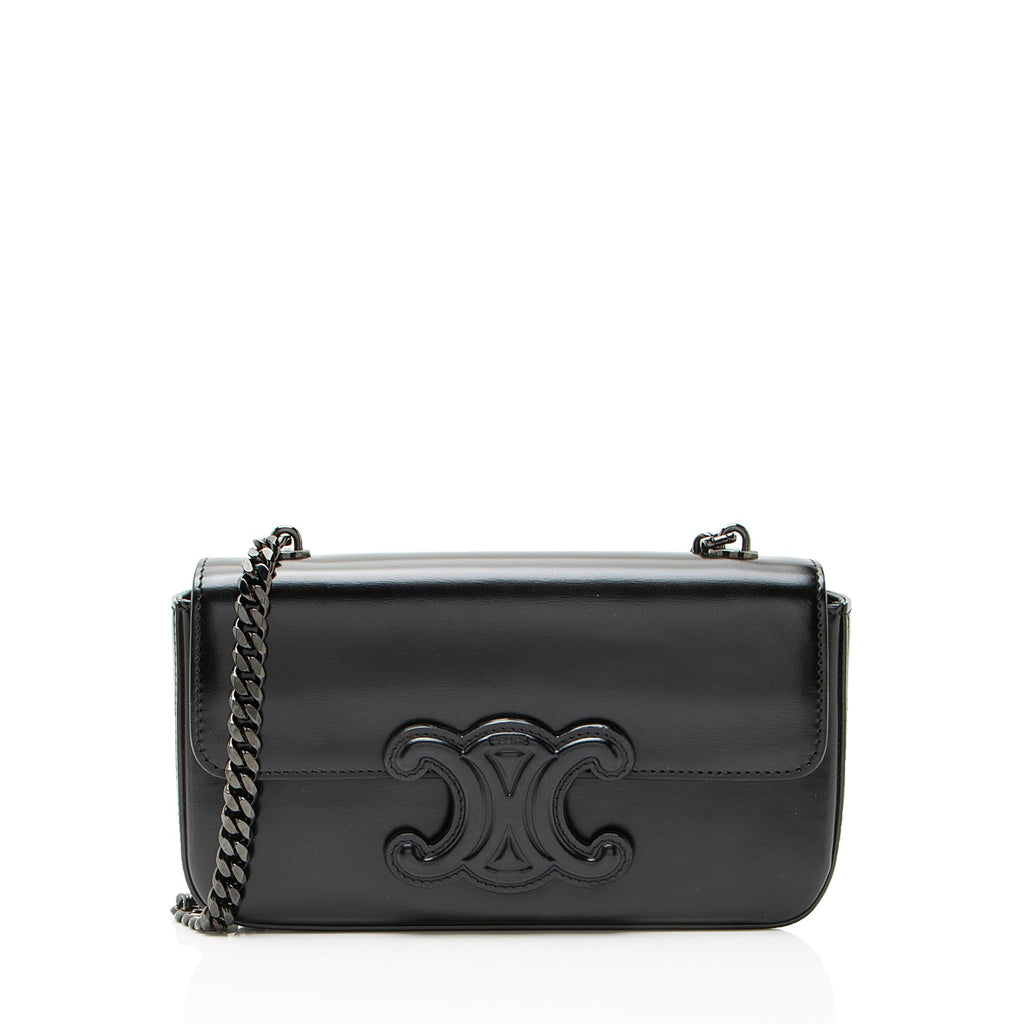 Celine Shiny Calfskin Triomphe Chain Shoulder Bag