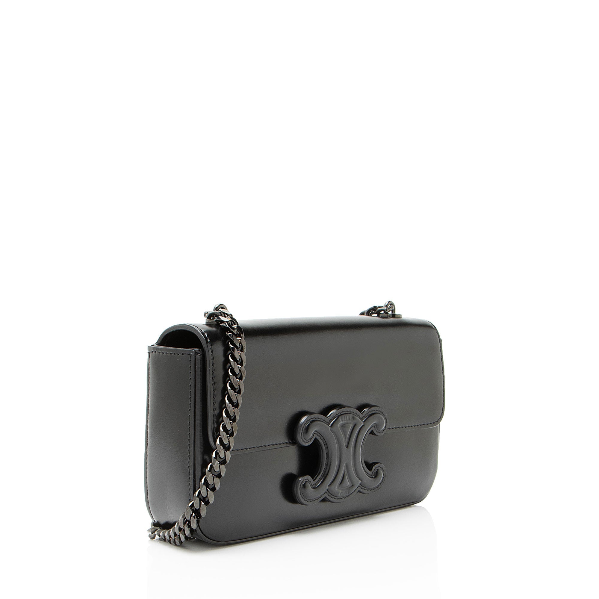 Celine Shiny Calfskin Triomphe Chain Shoulder Bag