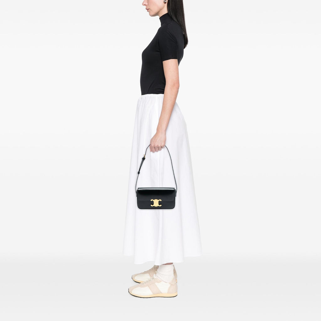 Celine Shiny Calfskin Triomphe Claude Shoulder Bag