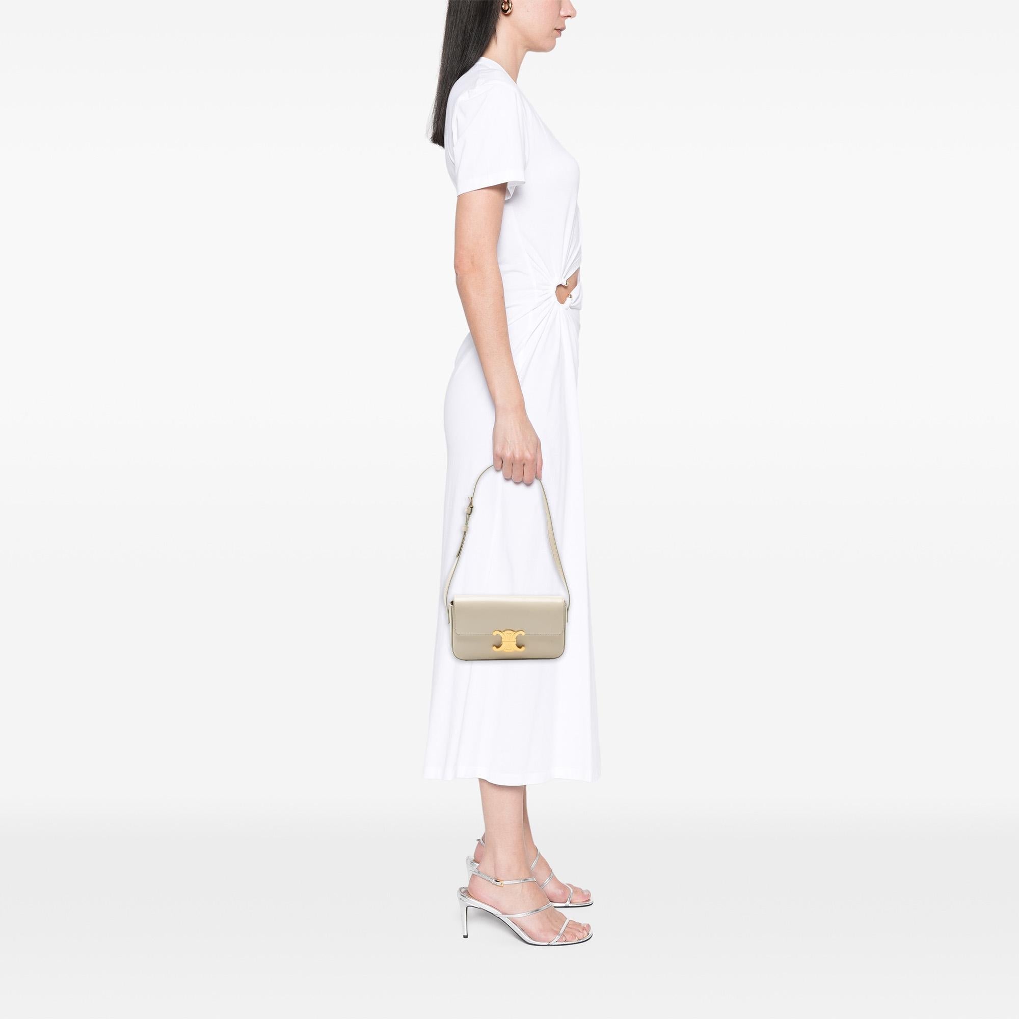 Celine Shiny Calfskin Triomphe Claude Shoulder Bag