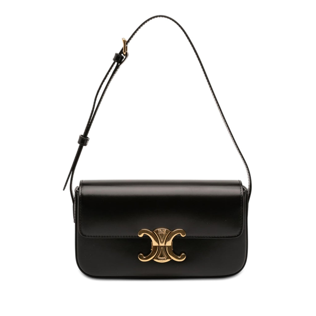 Celine Shiny Calfskin Triomphe Claude Shoulder Bag