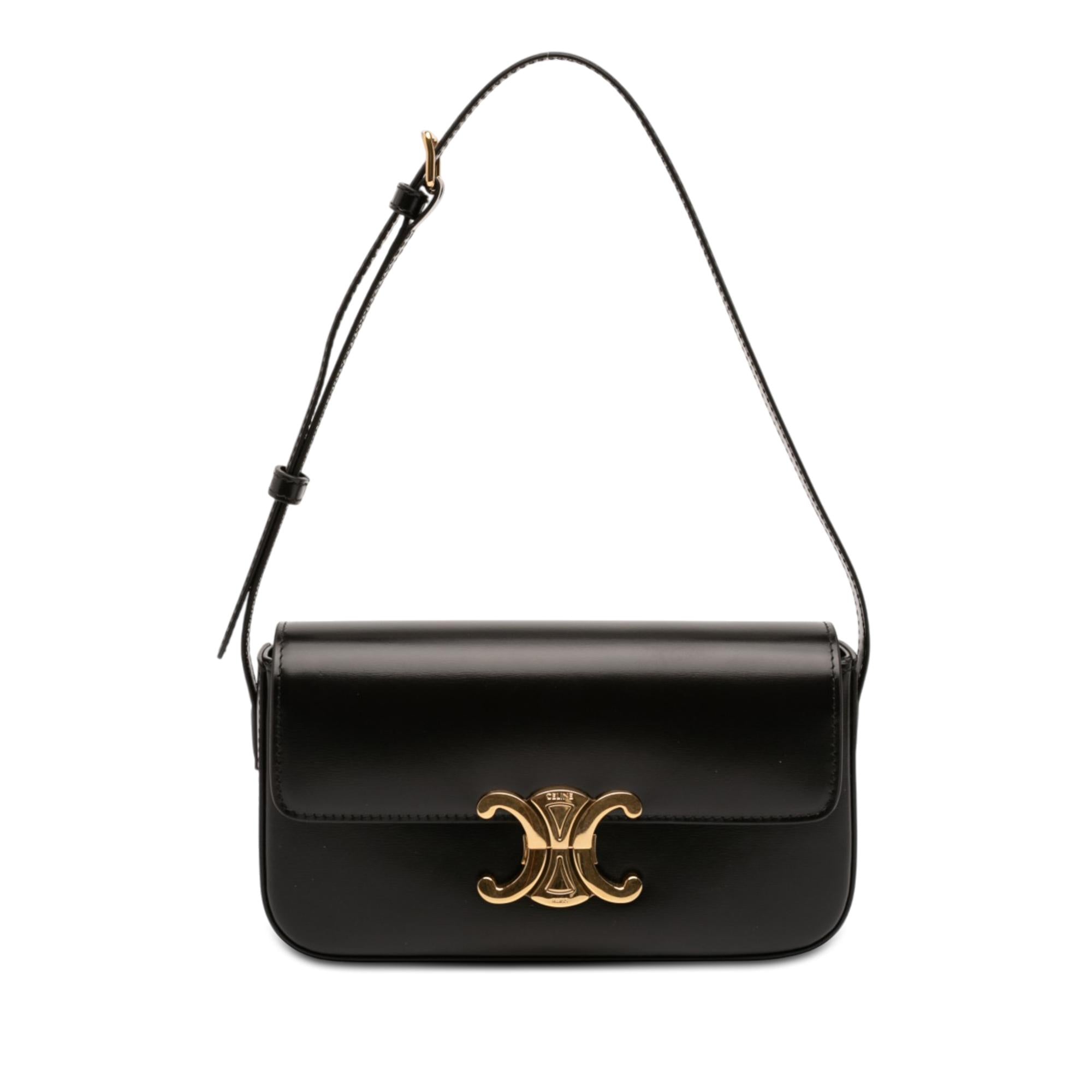 Celine Shiny Calfskin Triomphe Claude Shoulder Bag