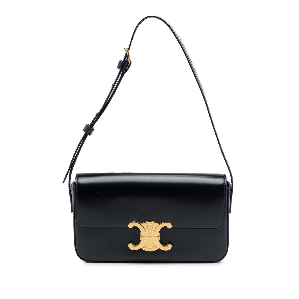 Celine Shiny Calfskin Triomphe Claude Shoulder Bag