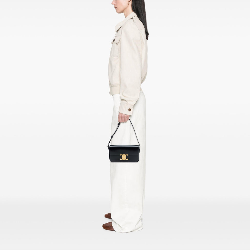 Celine Shiny Calfskin Triomphe Claude Shoulder Bag
