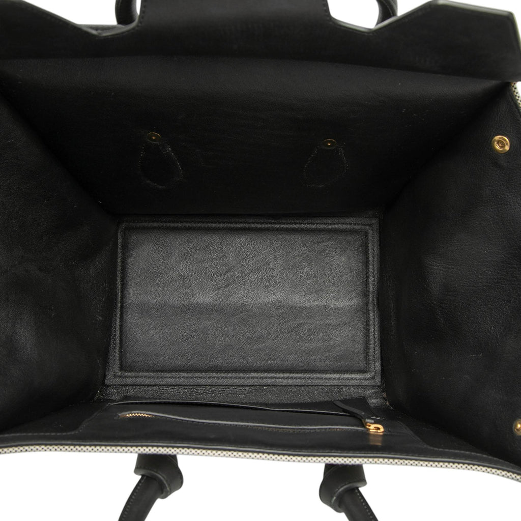 Celine Small Bicolor Canvas and Calfskin Tie Knot Handbag