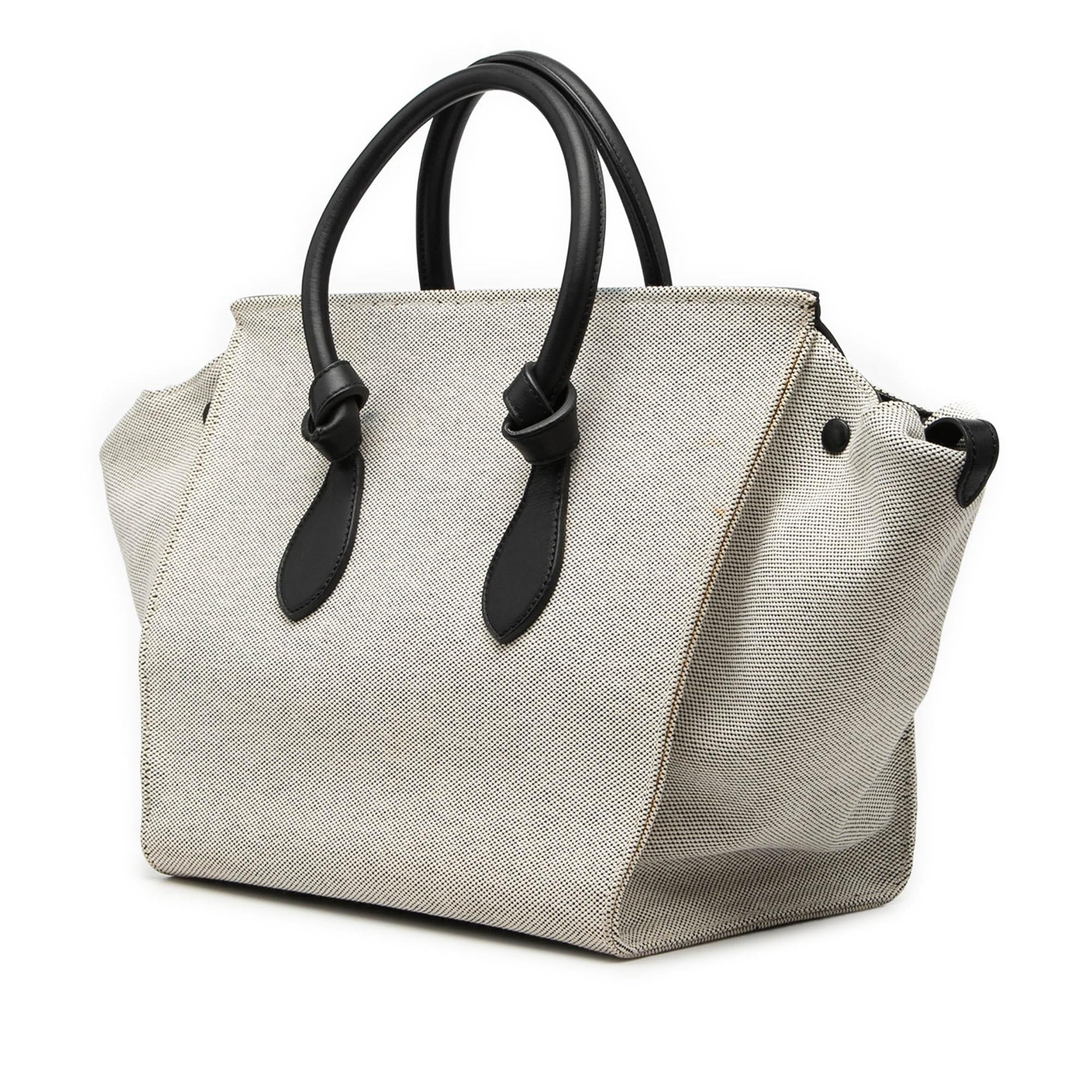 Celine Small Bicolor Canvas and Calfskin Tie Knot Handbag
