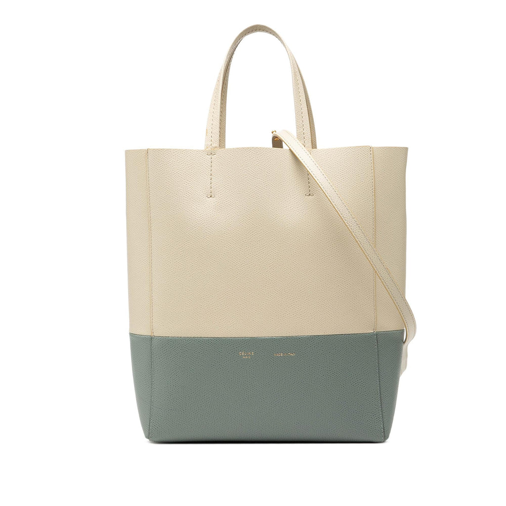 Celine Small Bicolor Grained Calfskin Vertical Cabas Tote