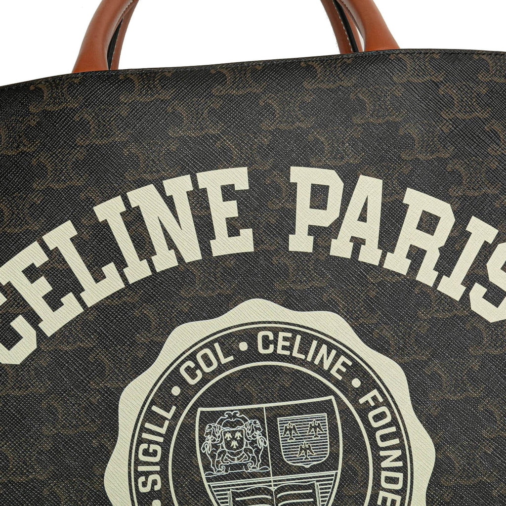 Celine Small Paris Print Triomphe Coated Canvas Vertical Cabas Tote