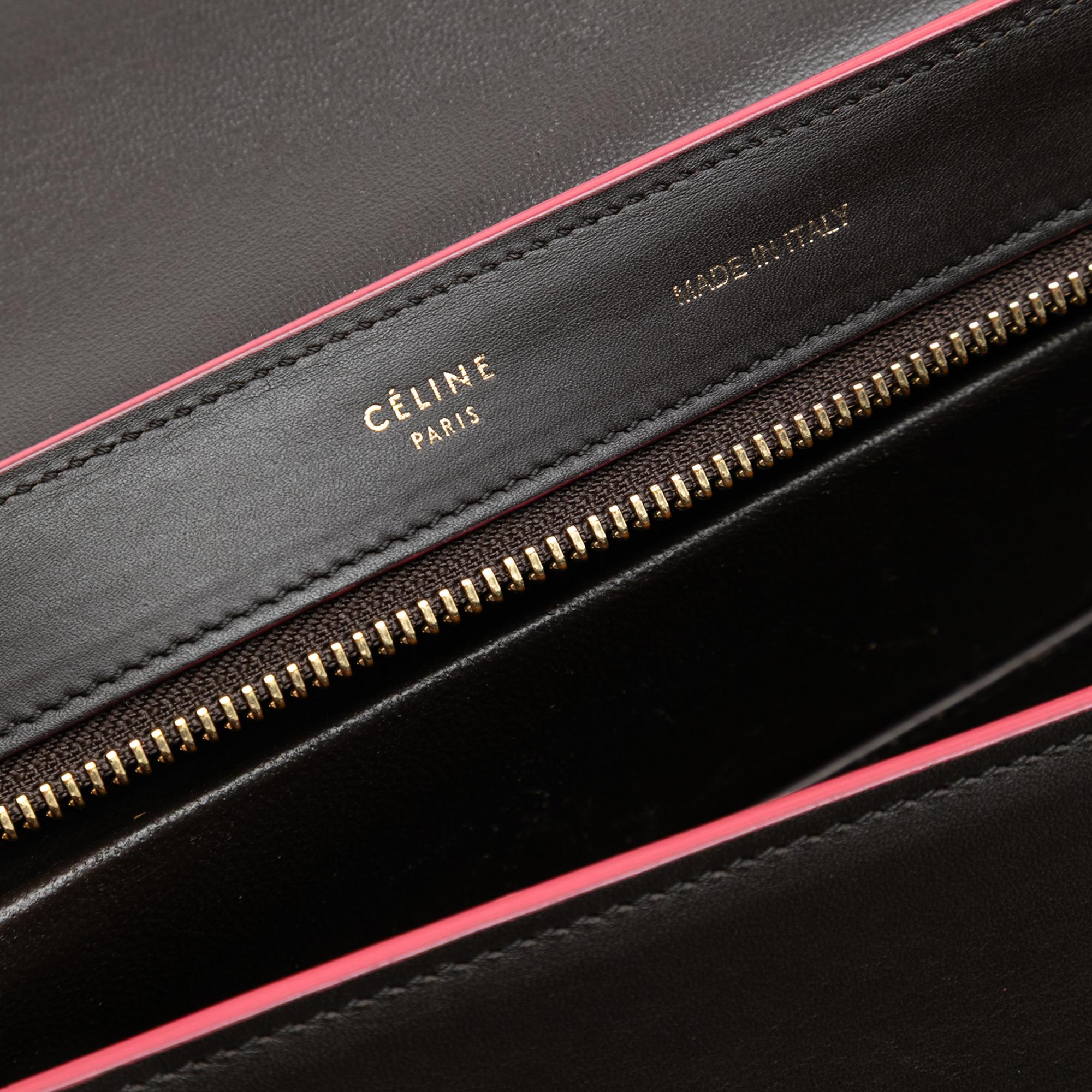 Celine Small Tricolor Calfskin and Suede Trapeze Satchel
