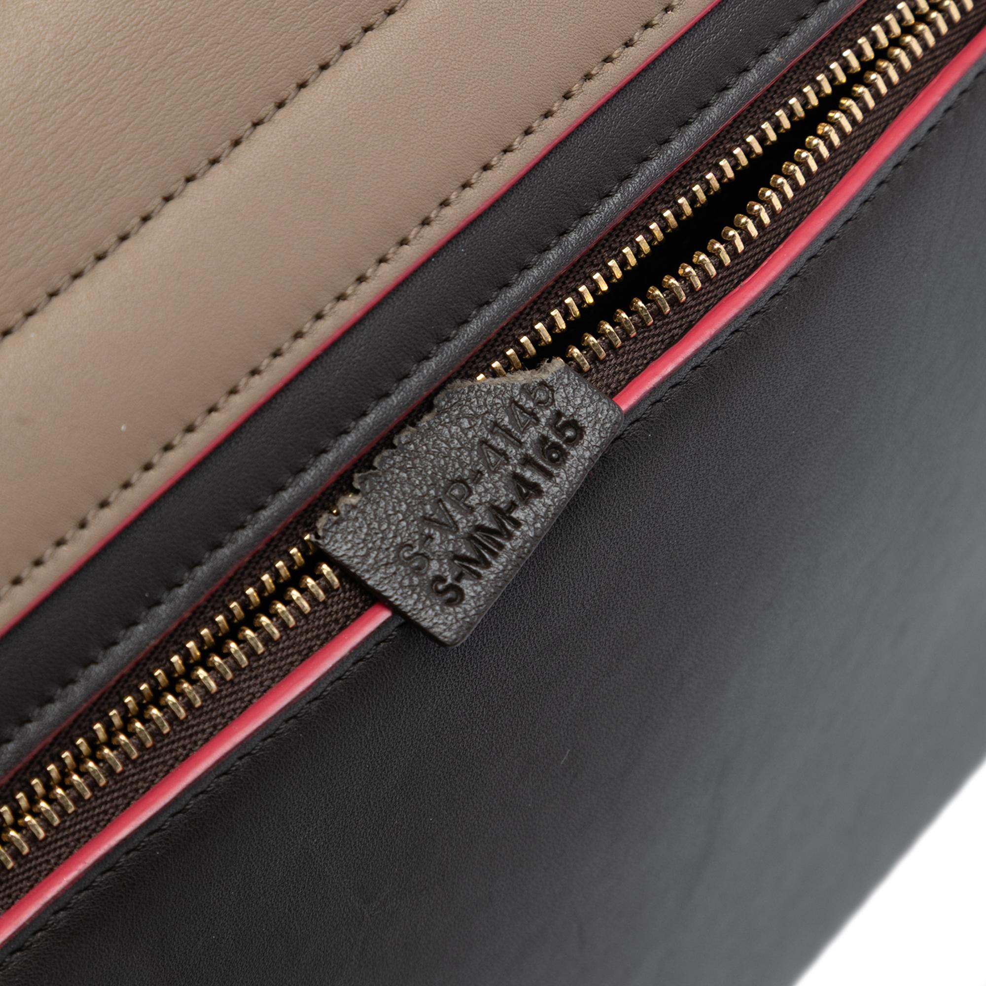 Celine Small Tricolor Calfskin and Suede Trapeze Satchel